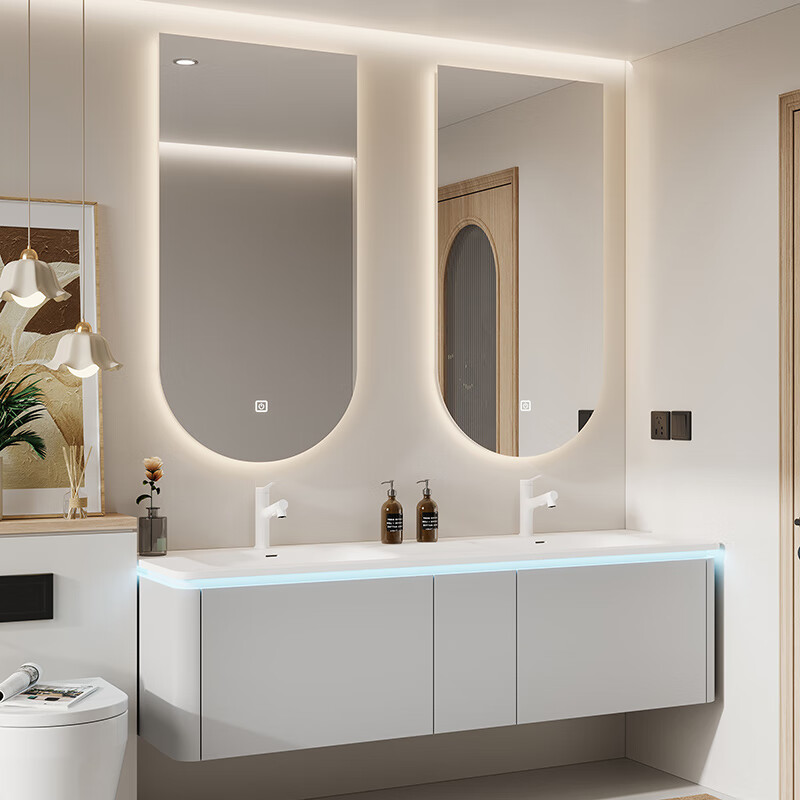 petunia洗手盆柜组合一体卫生间洗漱台简约洗脸浴室柜双盆定制 1.