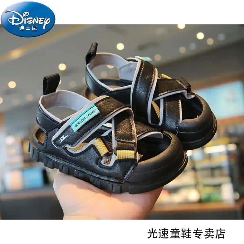 迪士尼（Disney）官方品牌儿童凉鞋2023年春秋男童包头镂空魔术贴女童中大童运动沙 黑色 27码 内长16.5cm怎么样,好用不?