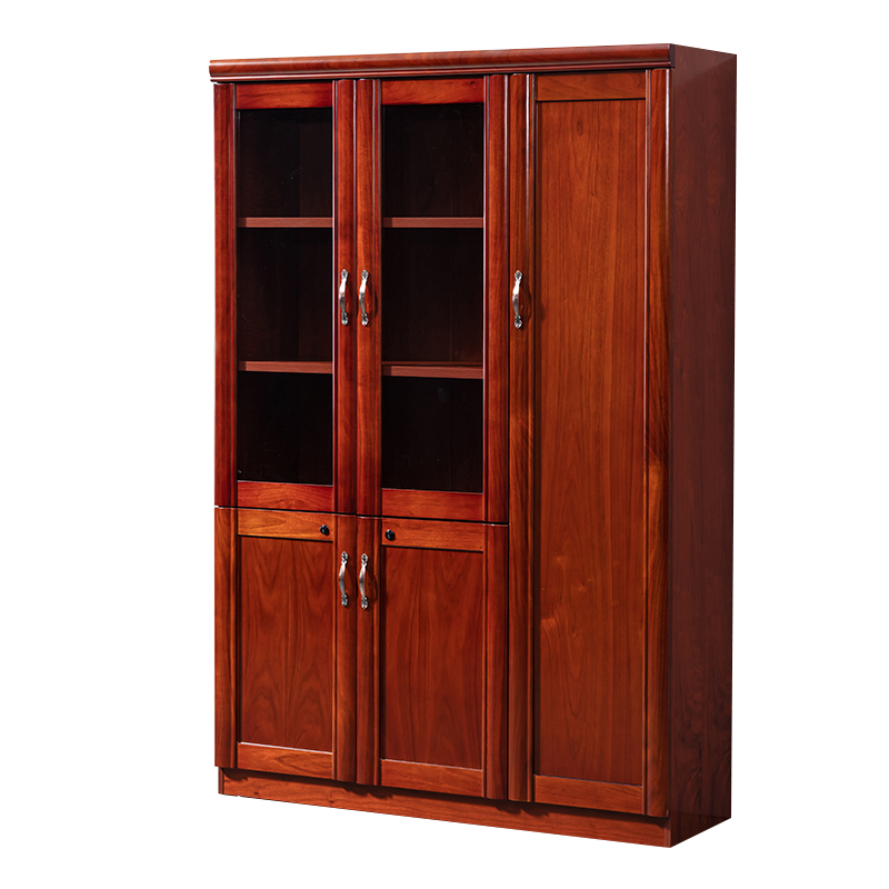 欧宝美办公家具文件柜挂衣柜储物柜木质贴木皮油漆书柜三门