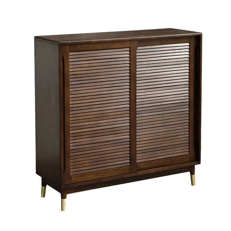 艺柳园 鞋柜实木鞋柜换鞋凳鞋柜玄关超薄鞋柜大容量门口入户鞋柜 推拉门-80cm胡桃色