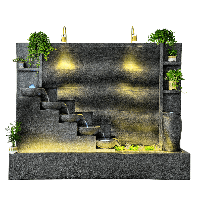 人文家居 落地流水幕墻屏風(fēng)隔斷客廳辦公室水景觀魚池循環(huán)水?dāng)[件開業(yè)禮品 流水墻小號(組合) 292*38*123CM