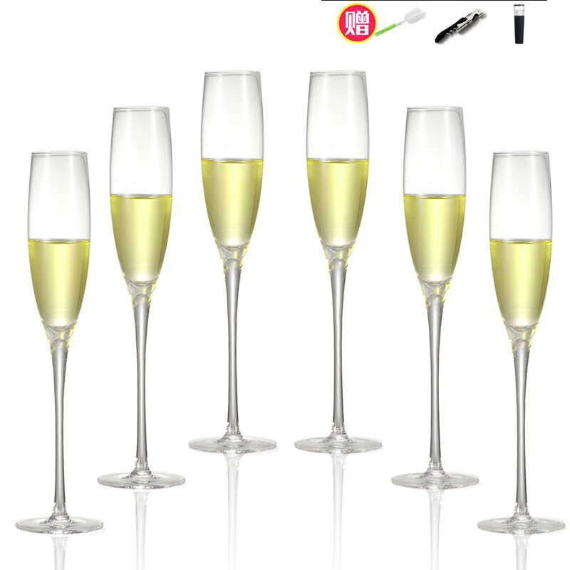 费纳斯（FEiNASi）香槟杯 纯手工无铅水晶玻璃香槟杯高脚杯气泡杯套装礼盒装 六支装-130ml -