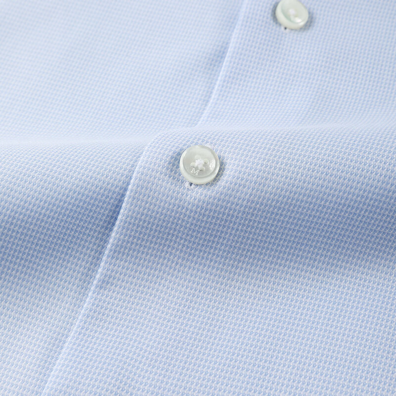 MAYOR男装 秋季意大利进口全棉100支免熨浅蓝色长袖男衬衫 浅蓝 43