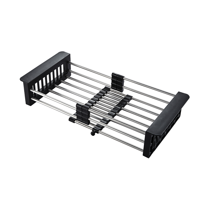 卫达斯(vindaz)厨房黑色沥水篮 洗菜池伸缩篮洗碗槽沥水架 黑色伸缩篮