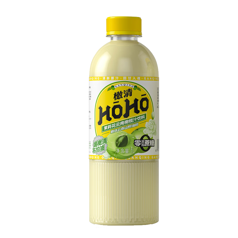 橄清HOHO滇橄榄汁茉莉味零蔗糖0脂肪原浆果蔬汁饮品油柑汁大瓶饮料1L