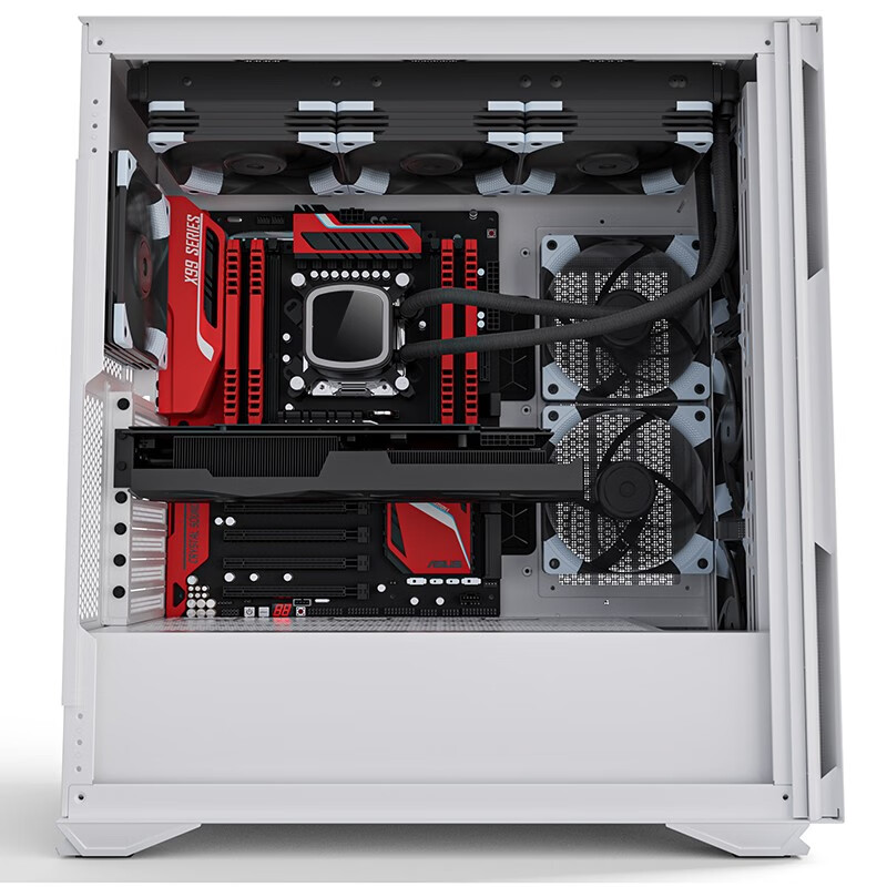 爱国者（aigo）YOGO  K1白色 超高兼容性 9风扇位 电脑机箱  E-ATX/ATX主板/360水冷/竖装显卡/钢化玻璃全侧