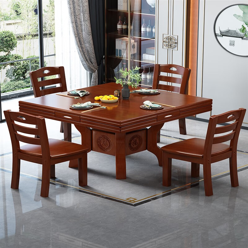 创京懿选八仙桌可变圆桌 餐桌椅组合方圆可变餐桌小户型多功能折叠餐