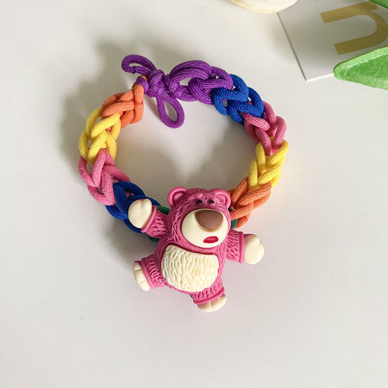 草莓熊小皮筋赠男朋友专属diy手工自制头绳可爱彩色发圈情侣手链 