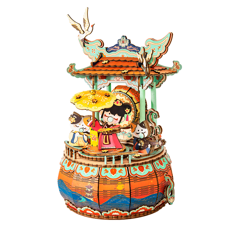 若態(tài)手工diy八音盒木質(zhì)3d立體拼圖古風(fēng)國潮音樂盒拼裝積木新年禮物 AMU04鳳初舞 古風(fēng)音樂盒