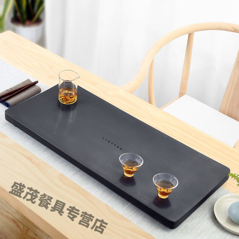 石茶盘茶托创意功夫茶具家用办公简约设计石茶海a 磨砂小舟(防茶渍款)