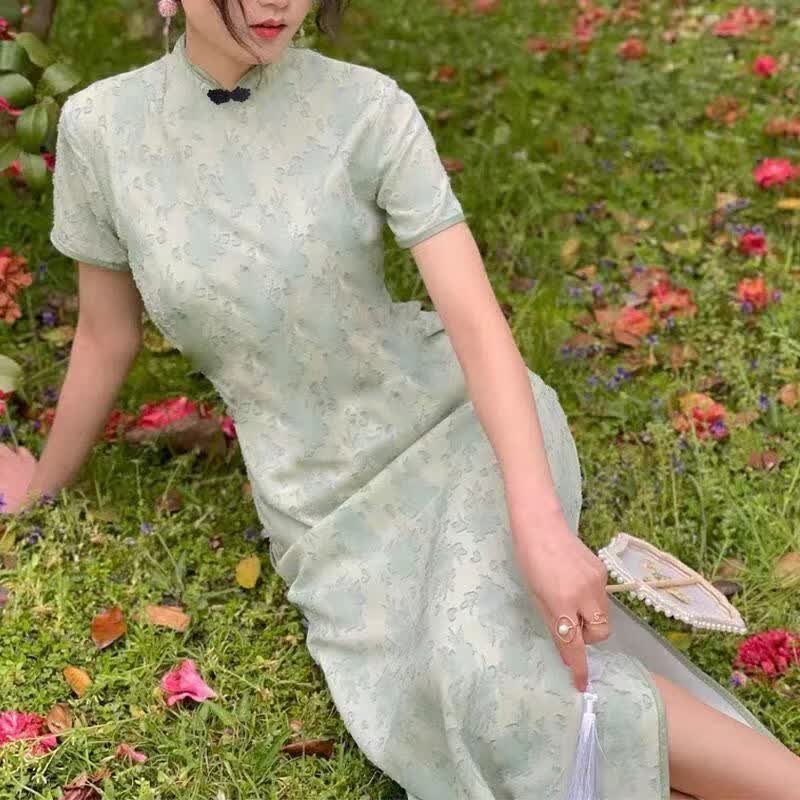罗蒙（ROMON）旗袍民国风大小姐2023新款夏季高端年轻款复古改良旗袍长款连衣 606绿色 不起球不掉色 2XL 建议115-125斤怎么样,好用不?