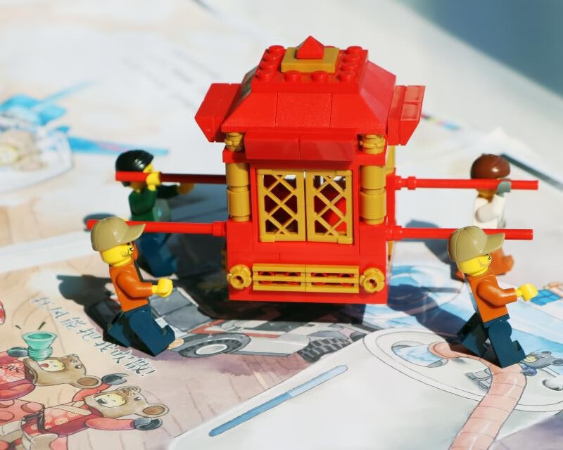 乐高花轿 中国传统文化绘本（赠送正版乐高积木颗粒）老鼠娶亲 儿童绘本 亲子共读详情图
