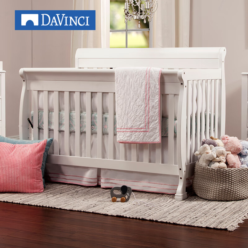 DaVinci 卡拉尼三合一多功能婴儿床 进口实木宝宝床环保无异味 可调高低可拼接大床 白色 床