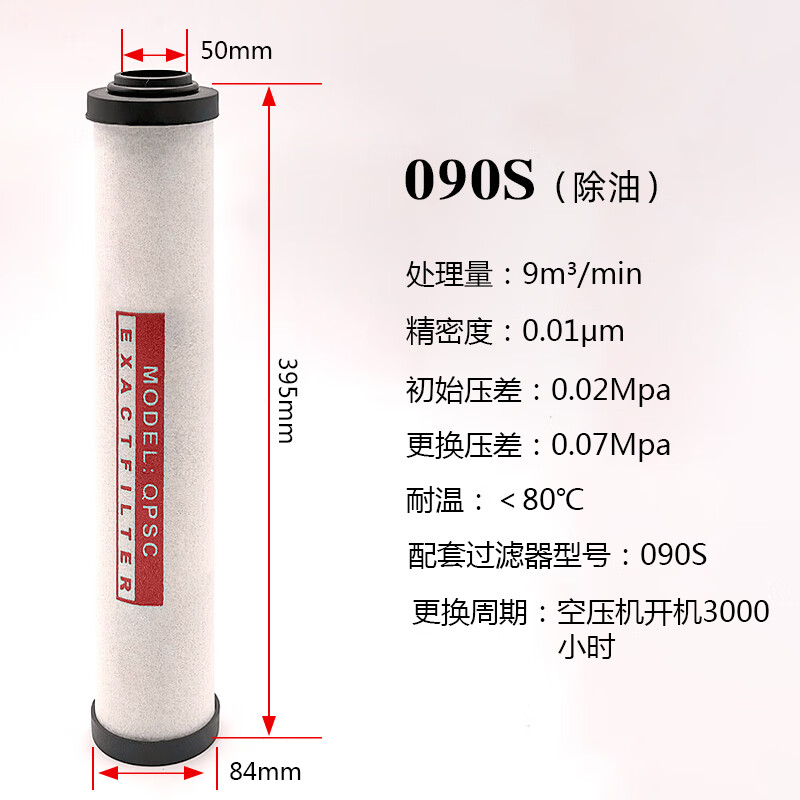 HOS壓縮空氣精密過濾器濾芯015p空壓機油水分離器除水除油024/035 濾芯090-S級-除油