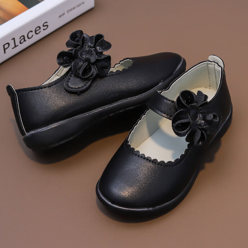 童鞋女童黑皮鞋演出鞋中大童公主鞋礼仪单鞋毕业婚礼拍照舞蹈 黑色 32