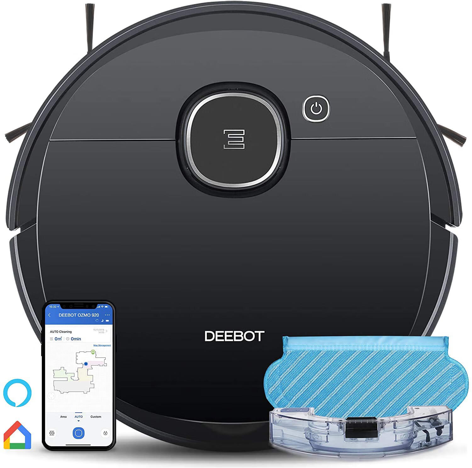 科沃斯（ECOVACS）DEEBOT OZMO 920 2 合 1 拖地机器人真空吸尘器 带激光导航 无走区 系统清洁 多楼地图