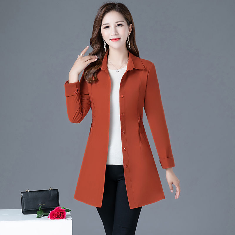 丝潇风衣女 小个子 中长款女士秋季中长款风衣春秋新款女装中长款纯色