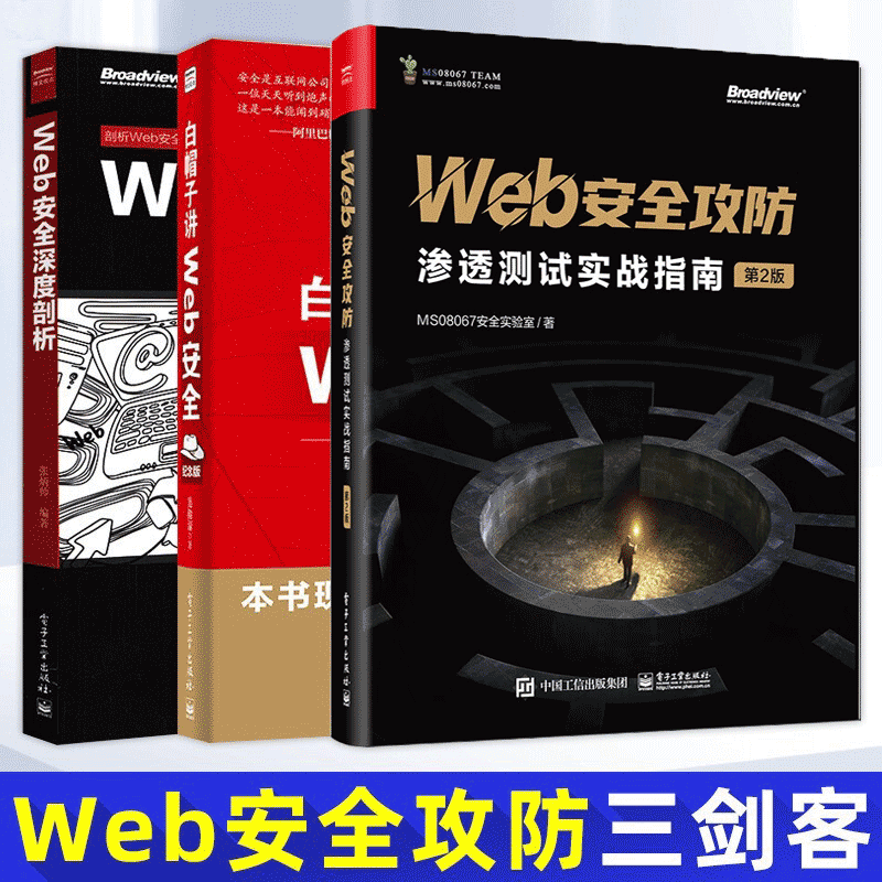 web安全攻防 渗透测试实战指南 第2版+Web安全深度剖析+白帽子讲Web安全 计算机网络安全技术 共3册