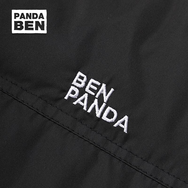 熊猫·本(ben.panda)工装羽绒服男潮流时尚立领加厚保暖户外休闲上衣多穿外套 黑色(防泼水面料) M