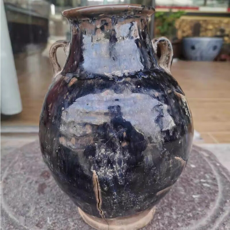 古玩古董收藏真品老物件摆件文玩杂项邮币字画 宋吉州窑黑釉罐
