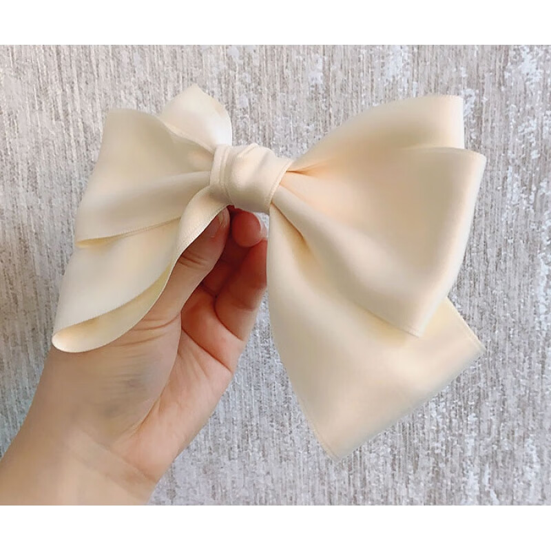 览日鸟温柔奶油色日系丝带头饰韩国蝴蝶结发夹顶夹发卡女 韩版发饰 奶