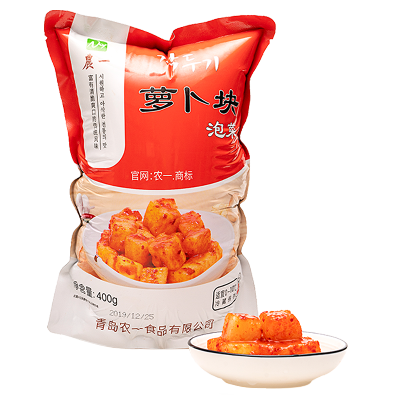 農(nóng)一  韓式蘿卜塊泡菜 咸菜醬腌菜下飯菜涼菜 酸脆蘿卜 鮮脆爽口 蘿卜塊泡菜1kg*1袋裝