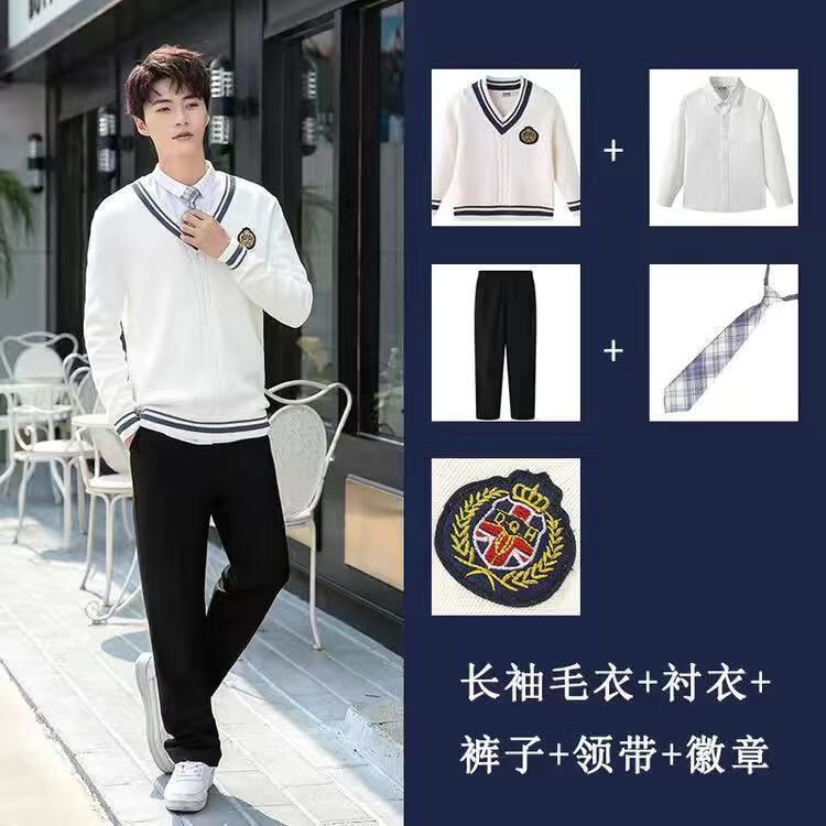 风初高中新款日系高中生校服初中学生 男生衬衫 裤子 领带 毛衣 徽章