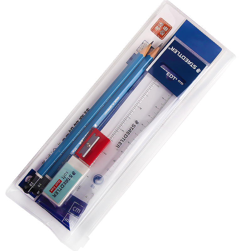 施德樓（STAEDTLER）2B鉛筆考試套裝 100經(jīng)典藍桿學(xué)生涂卡用 一二年級書(shū)寫(xiě)素描繪圖文具61100SET