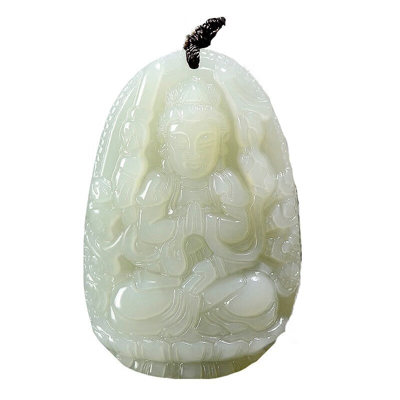 京莹和田玉本命佛吊坠男女款十二生肖守护菩萨项链本命年送男女友礼物 大款【下单备注】珠链+手工雕刻