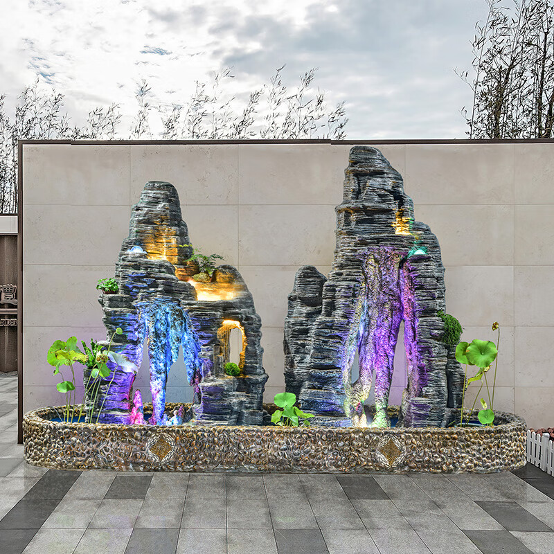 橙央户外钟乳石大型假山流水摆件室外庭院别墅喷泉阳台花园鱼池缸落地