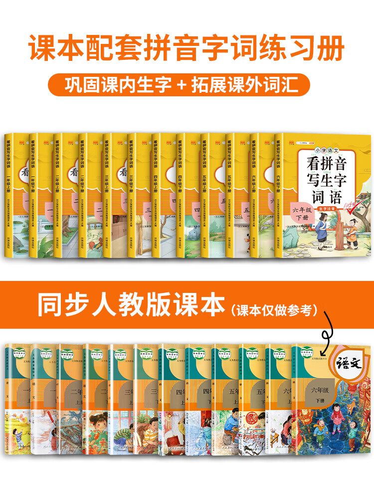 看拼音写词语一二三四五六年级上册下册小学语文拼音拼读专项强化训练同步练习册部编人教版生字注音组词造句 看拼音写词语【上册+下册】 小学一年级