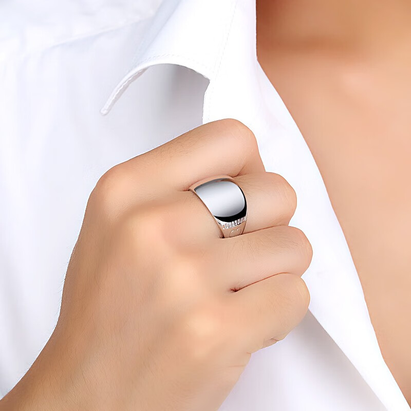 个性男生简约光面99足银男士戒指潮宽大码食指单身指环大拇指扳指