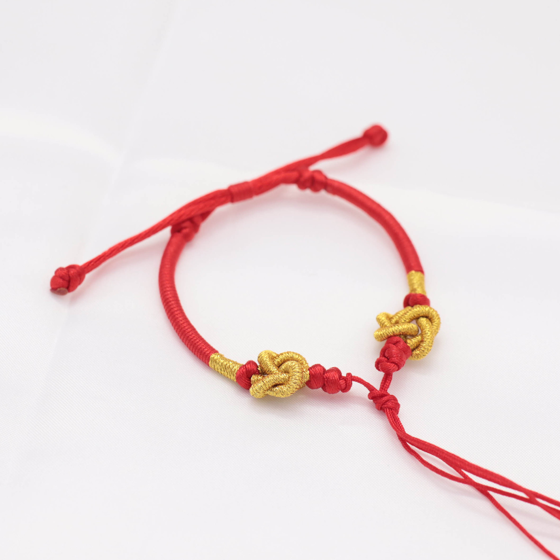 民族风手工编织同心结手绳半成品可穿珠平安扣手链男女款 红色