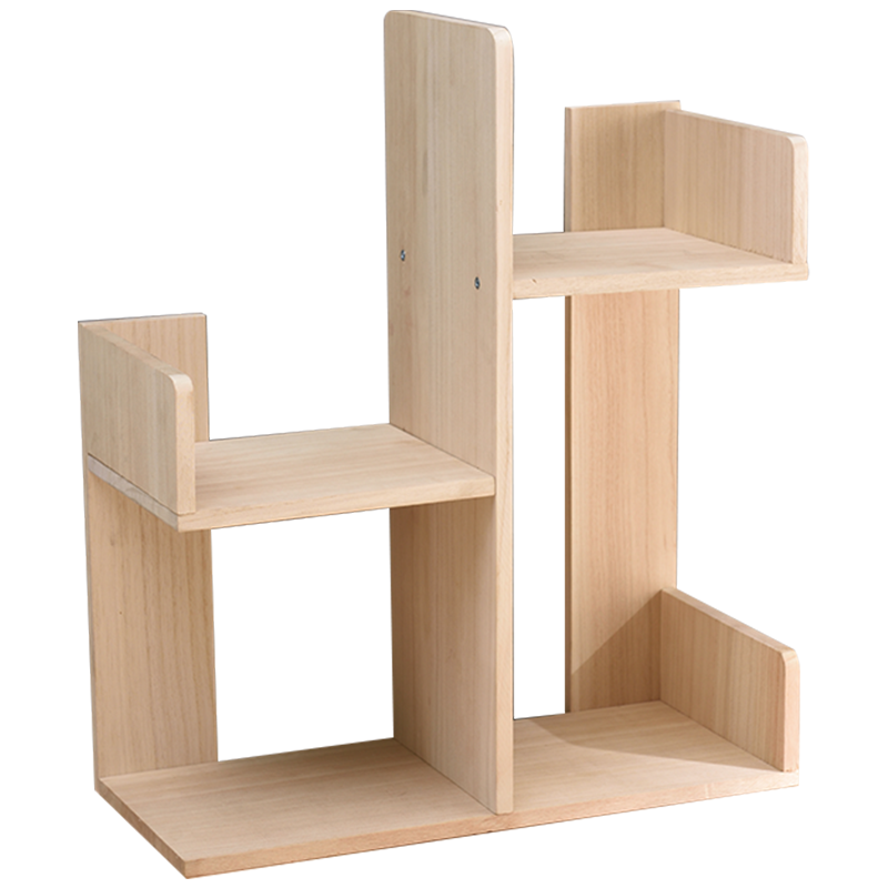 家逸实木小书架简易简约桌面收纳置物架学生家用桌上创意收纳架 单层款