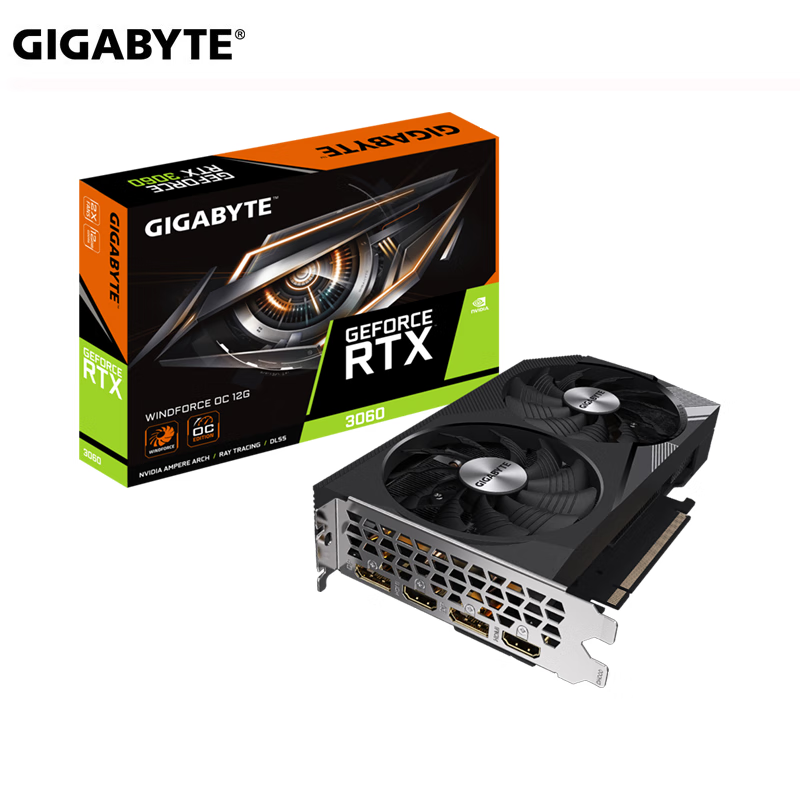 技嘉RTX3070/3060 12G/8G風魔/魔鷹電腦電競游戲獨立吃雞顯卡 RTX3060 風魔 OC 12G