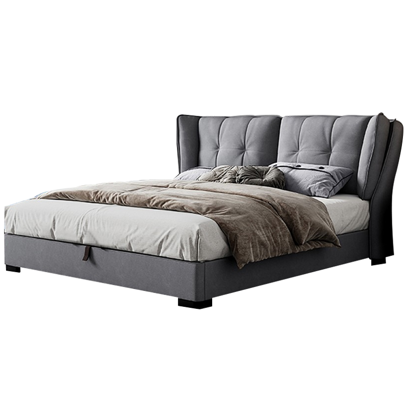 星图 床 布艺床纳米科技布床意式免洗简约现代大床主卧双人床 单床+九星石墨烯航天科技太空感床垫 1.5m*2.0m大容量储物 高箱结构