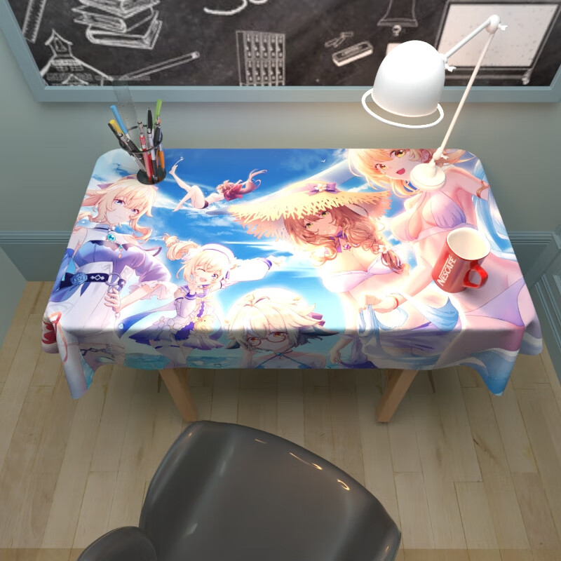 桌布学习桌 原神动漫二次元可莉胡桃茶几垫餐垫隔热方形学生宿舍个性