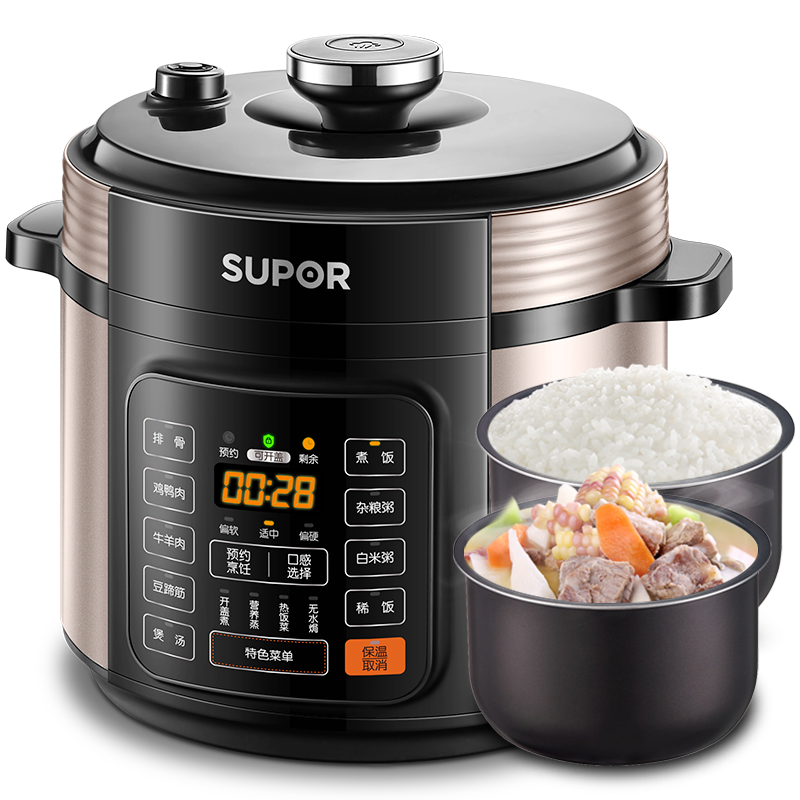 ���ڲ������ղ�����SUPOR�����ܵ�ѹ����5L ���ô���� ��������� ������֭������� һ����ѹ SY-50YC8110E˫����ѹ��