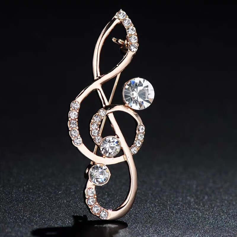 奴风小音符胸针女新款男女别针可爱日系大衣西装外套配饰品胸花 白