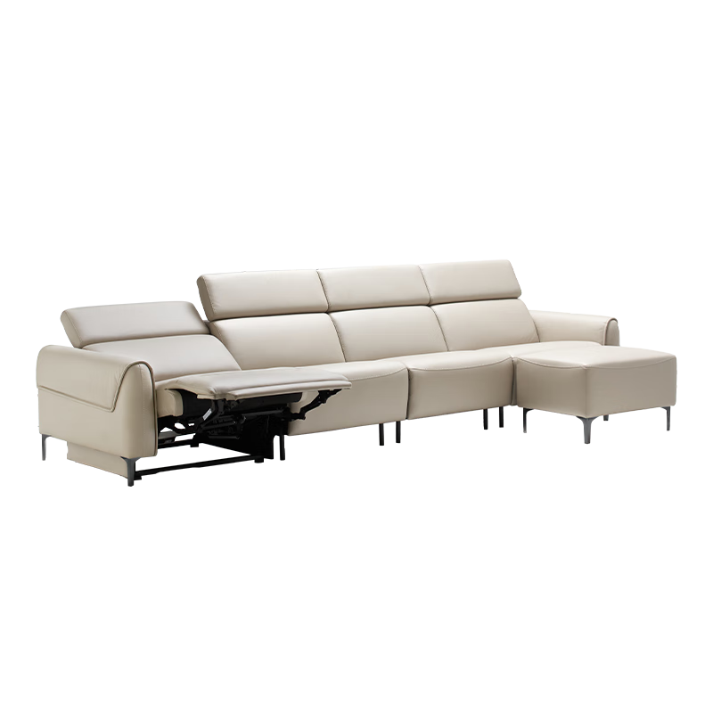 京东京造 格度系列 电动布艺沙发 三人位 脚踏 米色 格度2.6m米色