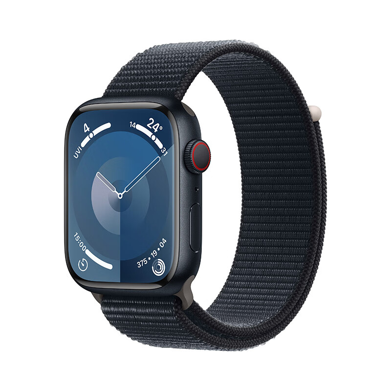 Apple/苹果 Watch Series 9 智能手表GPS+蜂窝款45毫米午夜色铝金属表壳午夜色回环式表带 MRP73CH/A
