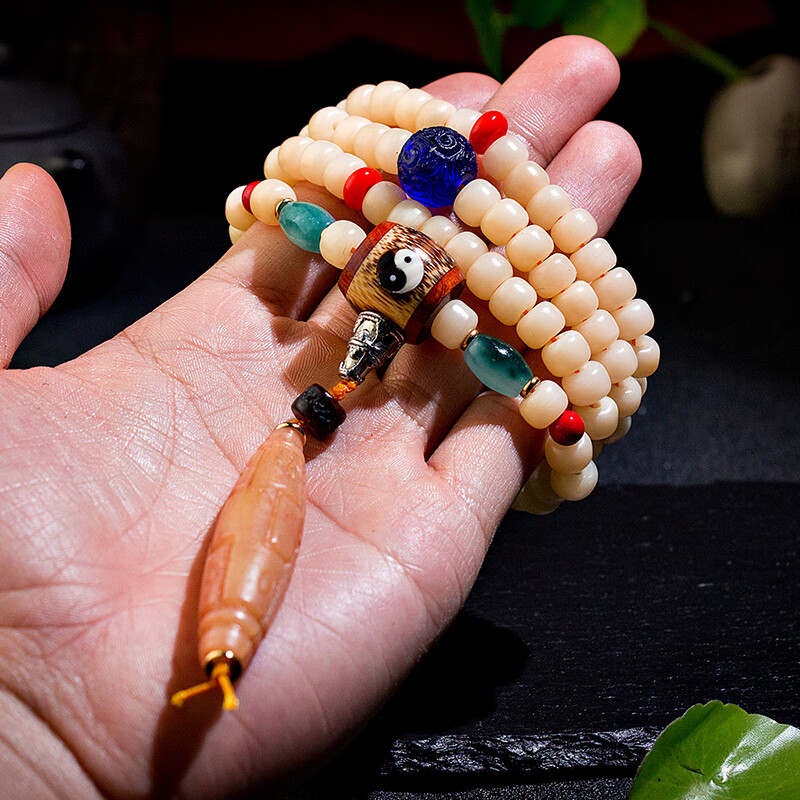 石俞记 天然鹿骨手串108桶珠手链男士女款佛珠高密度骨质文玩原创