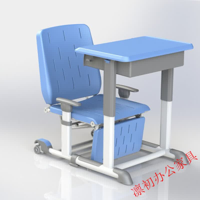 午休课桌椅午睡床折叠椅手摇可升降可躺学习桌椅 蓝色午休课桌椅