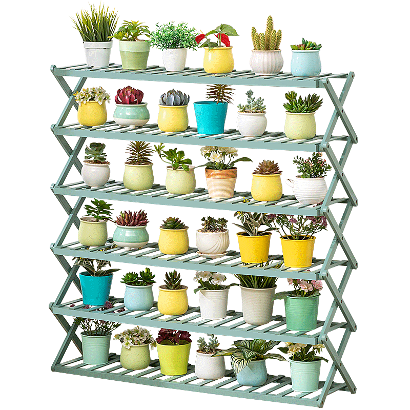 木马人 免安装多层落地式花架客厅室内盆栽欧式绿植花盆架现代简约楠竹阳台栅栏多肉绿萝吊篮花架子可置物 【免安装】绿色-三层50长(升级加粗)