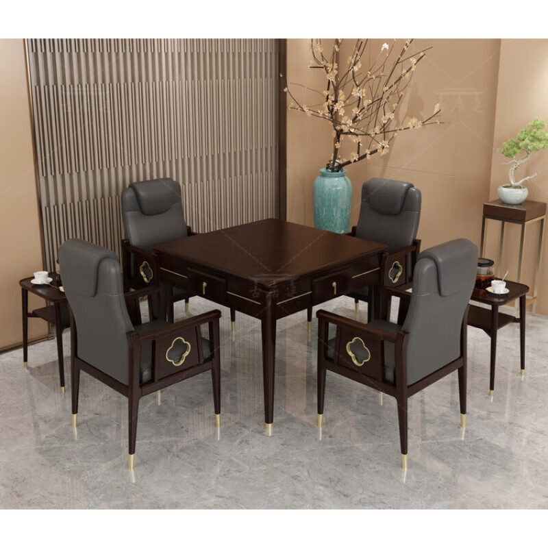 宾迪朗新中式轻奢麻将桌椅全自动餐桌两用棋牌室酒店会所别墅实木棋牌