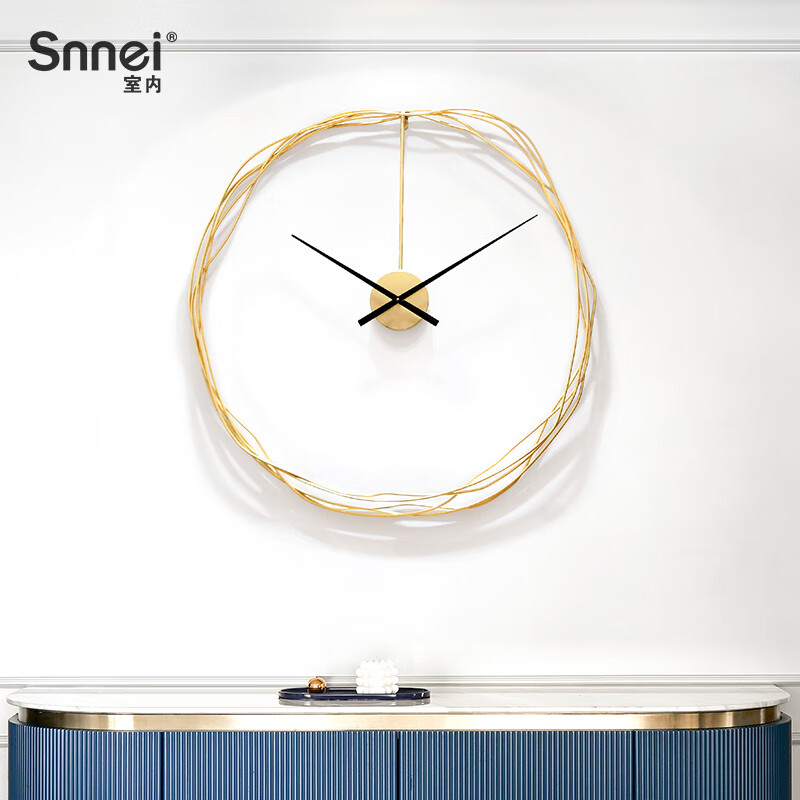 Snnei室内 北欧轻奢风时尚艺术钟表客厅墙壁挂钟餐厅装饰创意个性家居钟饰现代简约铁艺壁钟 《便知》60cm