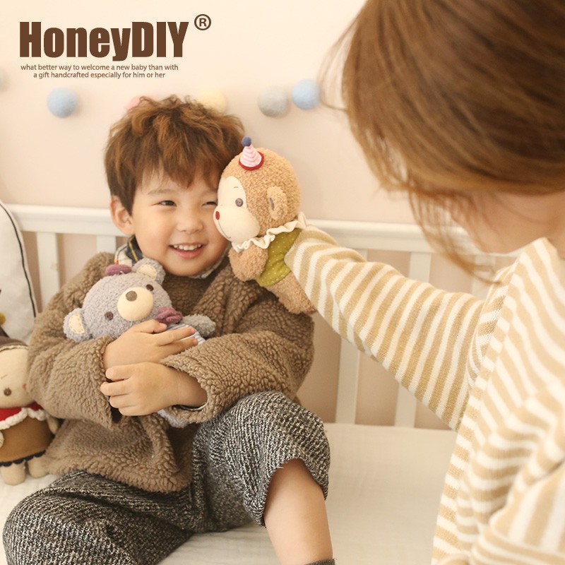 哈尼 手工制作成人打发时间手工diy布艺玩偶布偶袜子娃娃diy材料包 小灰熊袜子玩偶（DIY材料包）