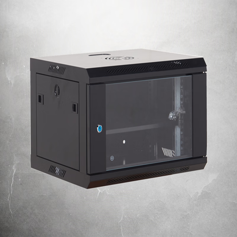 图创亿达网络机柜6u壁挂墙柜交换机壁挂19英寸标准黑色玻璃前门机柜