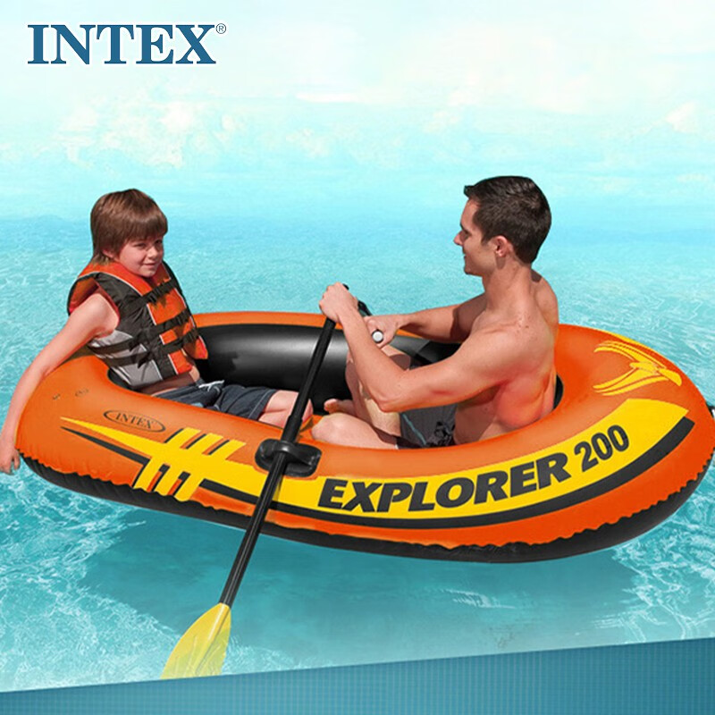 INTEX 探险者运动冲浪充气船钓鱼船橡皮艇皮划艇 带船浆和打气泵 58331两人船 本款