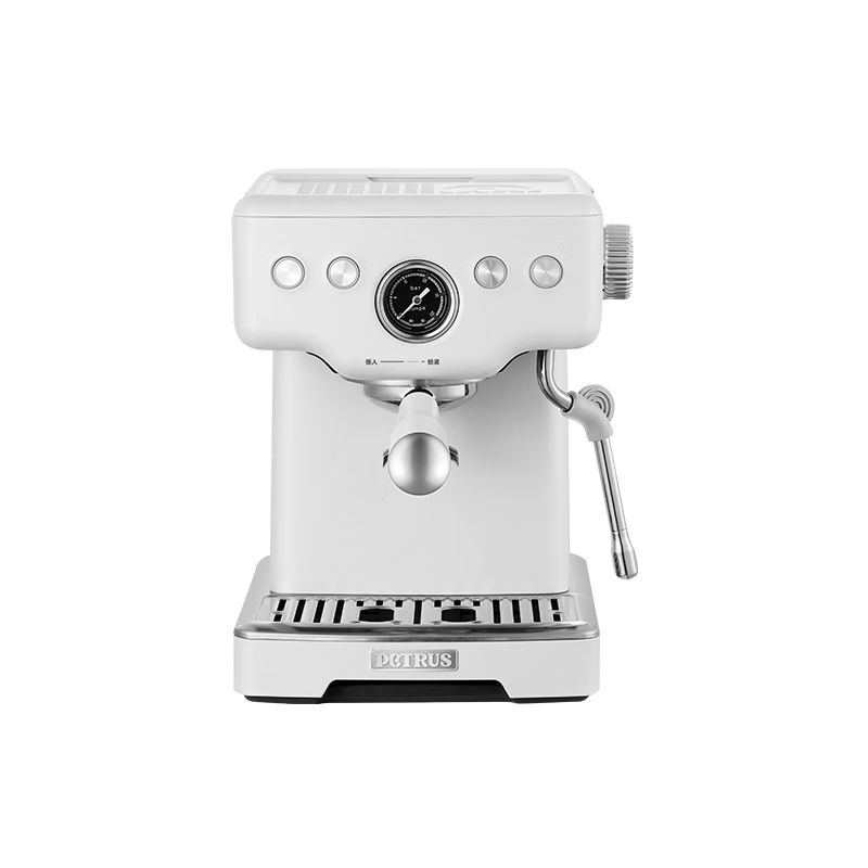 柏翠（petrus）意式咖啡机浓缩家用小型58mm全半自动蒸汽打奶泡家用控温半自动咖啡机PE3833 海盐小白【2023升级款】